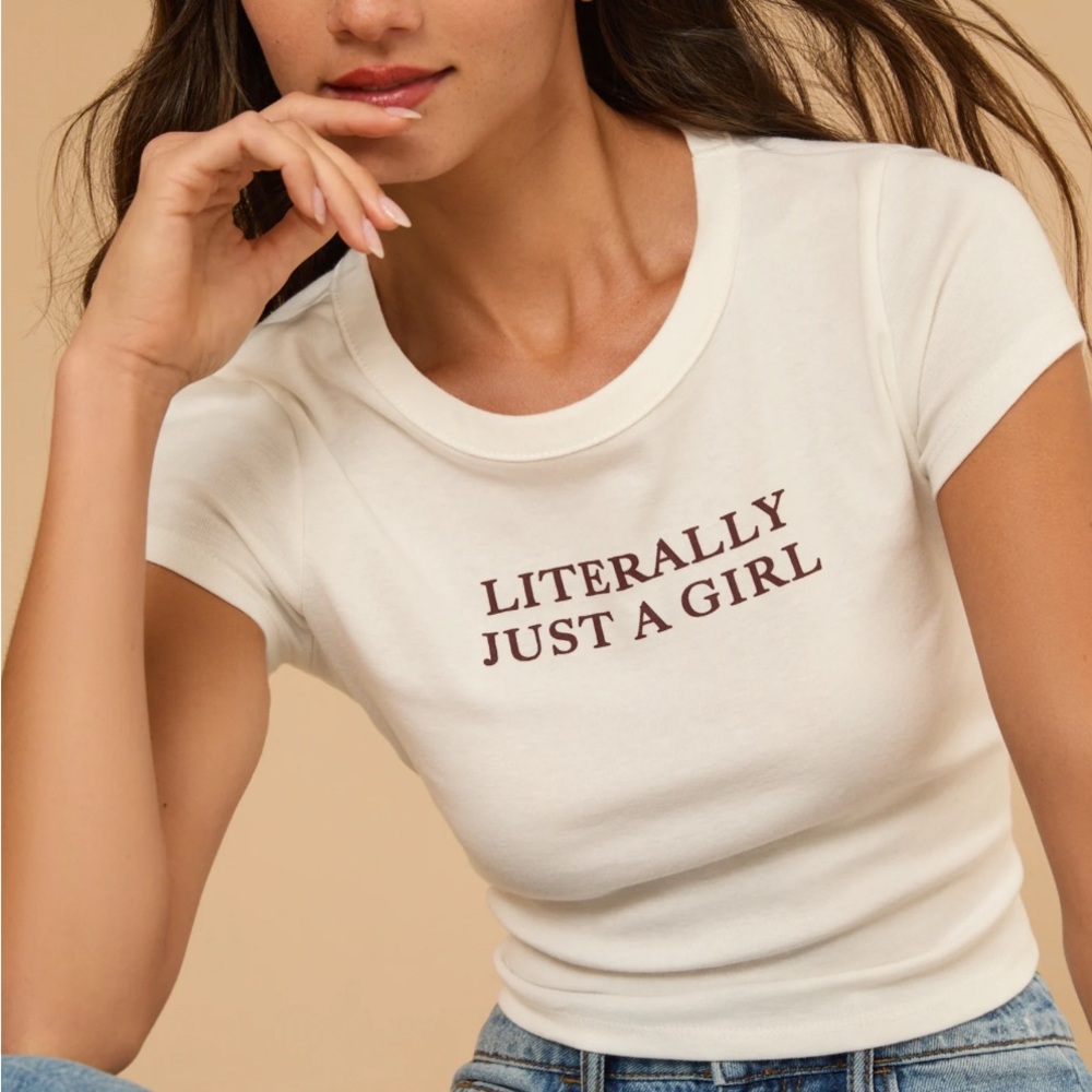 Altar'd State Cream Fitted Cap Sleeve Tee